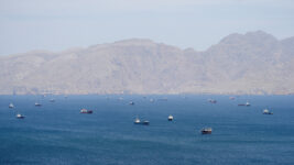 Vessels in the Strait of Hormuz, Musandam, Oman, April 27, 2026. REUTERS/Stringer