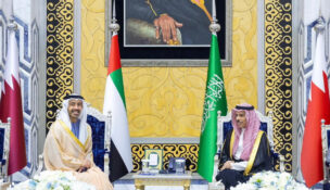 Saudi Foreign Minister Faisal bin Farhan al Saud receives United Arab Emirates' Deputy Prime Minister and Minister of Foreign Affairs Sheikh Abdullah bin Zayed Al Nahyan ahead of an exceptional meeting of the Gulf Cooperation Council (GCC), the first in-person meeting of Gulf leaders since their states became a front in the Iran war two months ago, In Jeddah, Saudi Arabia, April 28, 2026. Saudi Press Agency/Handout via REUTERS