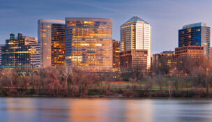 Rosslyn, Arlington, Virginia, USA skyline on the Potomac River at twilight. Photo: AdobeStock