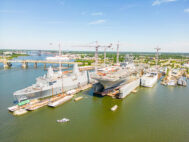 Aerial drone photo of military ships at Port of Virginia - Photo: Depositphotos