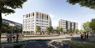 A rendering of the redeveloped Greyhound station. Image courtesy AIP, Pointsgive and Bridge Investment Group