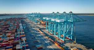 At the Norfolk International Terminals, four ultra-large container vessel berths are in operation. Photo courtesy Port of Virginia