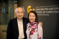 Long Nguyen and Kimmy Duong, Fairfax County business leaders, are longtime philanthropists, including at George Mason University. Photo by Will Schermerhorn