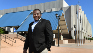 Phazhon Nash, a member of Roanoke City Council, visits the Berglund Center. Photo by Natalee Waters