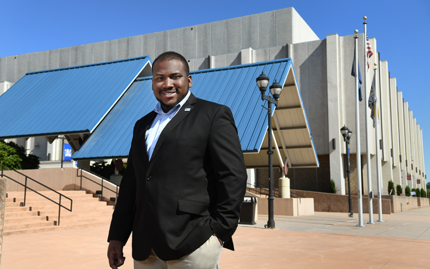 Phazhon Nash, a member of Roanoke City Council, visits the Berglund Center. Photo by Natalee Waters