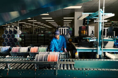 Fiber processing at Corning's Concord facility in North Carolina.