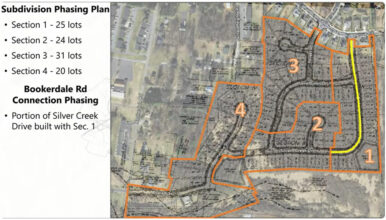 A map showing how the build out of 100 new single-family homes in the Silver Creek subdivision would be phased.