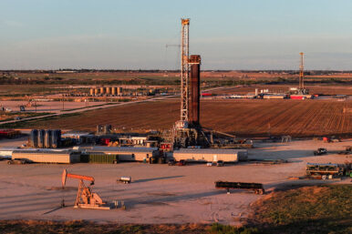 A drone view of drilling rigs in Midland, Texas, U.S. June 11, 2025. REUTERS/Eli Hartman/File Photo