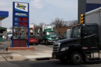 Gasoline prices are displayed at a Sunoco station in the Brooklyn borough of New York City, U.S., March 31, 2026. REUTERS/Shannon Stapleton