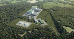 A rendering of Dominion Energy's planned 3,000-megawatt combined cycle natural gas power station in Cumberland County. Image courtesy Dominion Energy