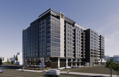 Rendering of the hotel planned for 921 Myers St. Photo courtesy Shamin Hotels