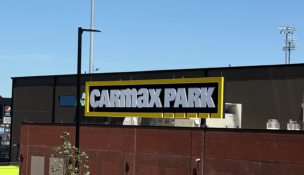 Part of CarMax Park as seen from Arthur Ashe Boulevard. Photo by Katherine Schulte