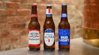 Anheuser-Busch signature products Budweiser, Michelob Ultra and Bud Light. Photo courtesy Anheuser-Busch