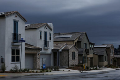 Newly built single-family homes are shown at a Lennar development still under construction in San Diego, California, U.S., March 11, 2025. REUTERS/Mike Blake/File Photo