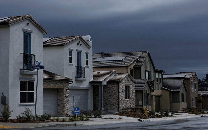 Newly built single-family homes are shown at a Lennar development still under construction in San Diego, California, U.S., March 11, 2025. REUTERS/Mike Blake/File Photo
