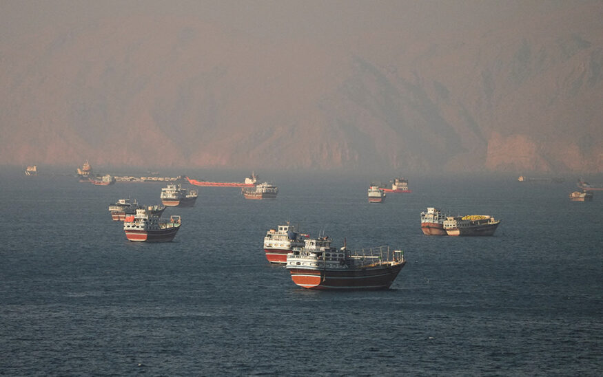 Vessels at the Strait of Hormuz, as seen from Musandam, Oman, June 15, 2026. REUTERS/Stringer