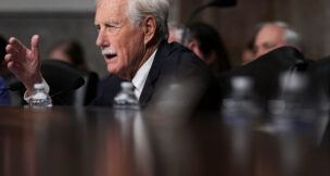 Committee member of the Senate Armed Services Committee, U.S. Senator Angus S. King Jr. (I-ME), attends a Senate Armed Services Committee hearing on U.S. President Donald Trump's FY2027 budget request for the Department of Defense on Capitol Hill in Washington, D.C., U.S., April 30, 2026. REUTERS/Ken Cedeno