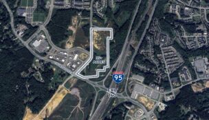 An aerial view of the property Buc-ee's purchased in Stafford County to pave the way for a travel center. Image courtesy S.L. Nusbaum Realty Co.