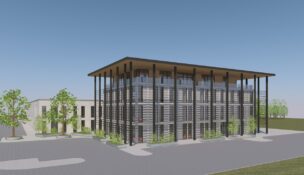 A rendering of Sandberg Development's U.S. headquarters planned for Prince William County's Innovation Park. Image courtesy Prince William County