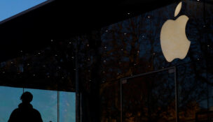 An Apple logo at an Apple store in Aix-en-Provence