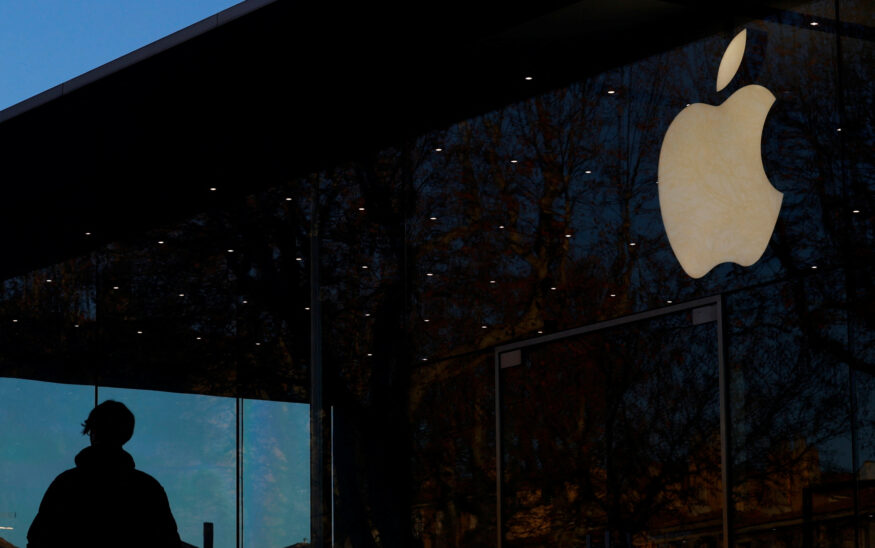 An Apple logo at an Apple store in Aix-en-Provence