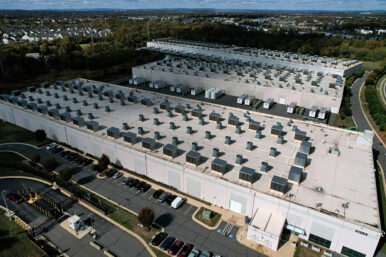 An aerial view of an Amazon Web Services Data Center known as US East 1 in Ashburn, Virginia, U.S., October 20, 2025. REUTERS/Jonathan Ernst/File Photo