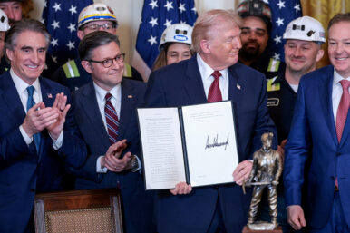 U.S. President Donald Trump hosts an event promoting coal-powered energy sources, at the White House in Washington