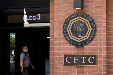 FILE PHOTO: Signage is seen outside of CFTC in Washington, D.C.
