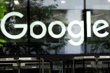 FILE PHOTO: The Google logo is seen outside the company’s office in London