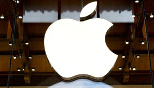 FILE PHOTO: Apple’s logo at its store in Paris