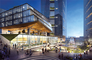 The $1.3 billion mixed-use development The View at Tysons will include residential, office and leisure spaces — as well as the tallest building in Virginia. Rendering courtesy Clemente Development Co. Inc.