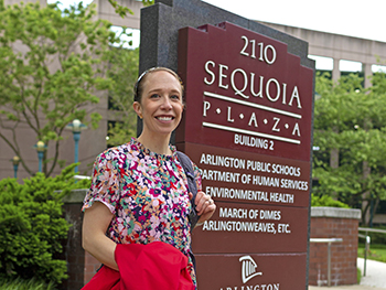 Pediatric nurse Amy Sapronetti volunteers as the leader of a team of contact tracers for the Medical Corps of Virginia, seeking people with whom patients came into contact. Courtesy photo