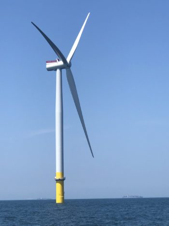 Dominion Energy has completed construction on two massive wind turbines 27 miles off the coast of Virginia Beach (Photo by Beth Cooper)