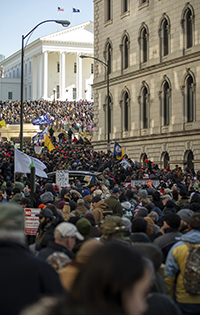 About 22,000 gun rights protesters assembled at the State Capitol on Martin Luther King Jr. Day in January. Photo AP Images/Mike Morones