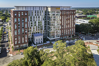 Students who test positive for coronavirus but don’t require hospital care will be moved to temporary isolation housing at VCU’s Gladding Residence Center III. Photo by Allen Jones, VCU Marketing