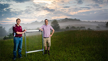 Jonathan Boreyko and Brook Kennedy are developing a fog harp, a device to harvest water from fog.