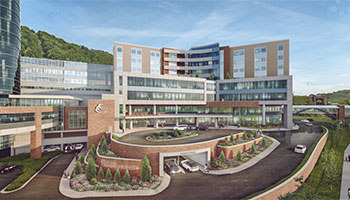 The new Crystal Spring Tower at Carilion Clinic's Roanoke Memorial Hospital will house an expanded emergency department and consolidated services for its Cardiovascular Institute.