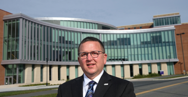 Michael Busing, dean of the JMU College of Business, says that Hartman Hall offers better technology and more flexible learning spaces. Photo by Norm Shafer