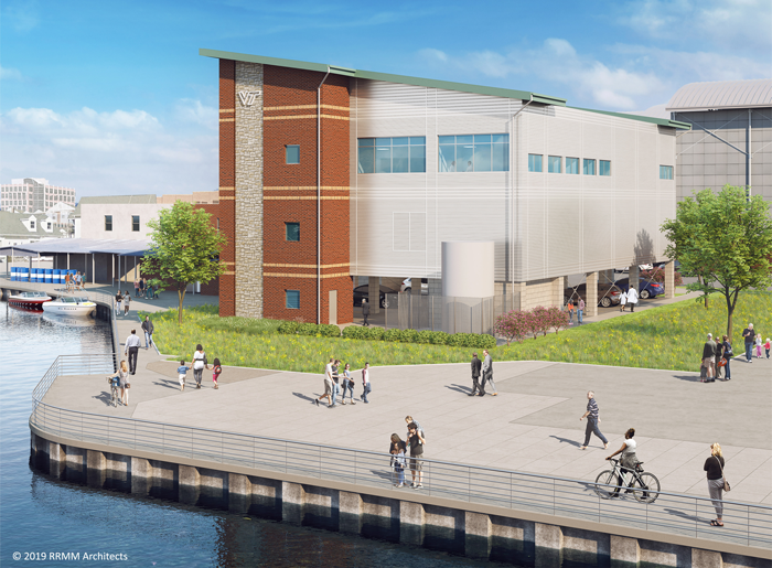 Virginia Tech’s Virginia Seafood Agricultural Research and Extension Center will open its new $9.3 million facility in roughly a year. Renderings courtesy WVS Cos., Virginia Tech