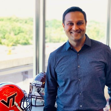 Mehul Sanghani, CEO of Reston-based Octo Consulting Group, and his wife, Hema, donated $10 million to Virginia Tech in January. Part of the gift will support Tech's Center for Artificial Intelligence and Data Analytics. Photo courtesy Ethan Meurlin
