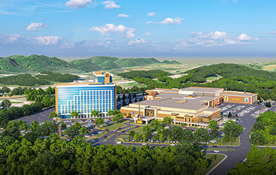 The former Bristol Mall is being converted into a Hard Rock casino and resort hotel, slated for completion by late 2022. Rendering courtesy Friedmutter Group
