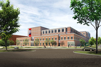 The state government has allocated $101 million toward the construction of Radford's Center for Adaptive Innovation and Creativity. The 177,820-square-foot facility will focus on interdisciplinary studies and research and will include simulation and virtual reality labs, as well as performance space. Rendering courtesy Radford University