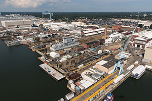 Newport News Shipbuilding’s shipyard is the state’s biggest industrial employer, with more than 20,000 workers. Photo by Ashley Cowan/Huntington Ingalls Industries