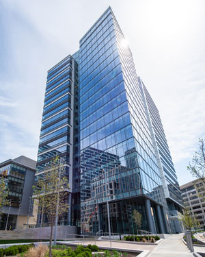 The Boro mixed-use development in Tysons includes the centerpiece 437,000-square-foot,  20-story Boro Tower. Photo courtesy The Meridian Group
