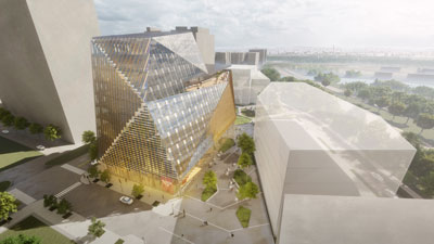 Academic Building 1 of Virginia Tech's Innovation Campus is projected to open in August 2024. Rendering courtesy Virginia Tech
