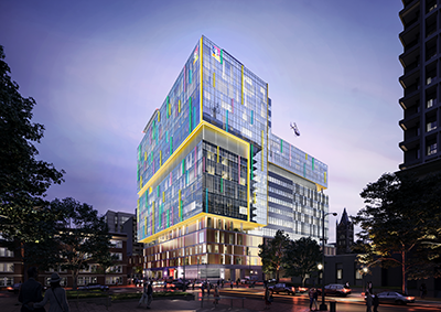 The Wonder Tower at Children’s Hospital of Richmond at VCU is slated to open in spring 2023, offering inpatient, emergency, trauma and outpatient services for children. Rendering by HKS Inc.