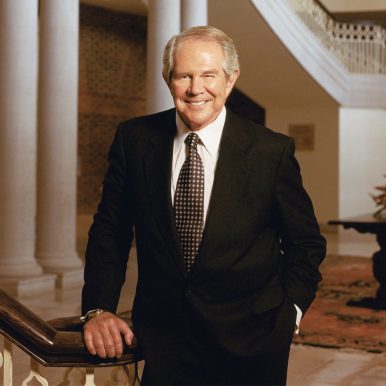 Seen here in 2005, now-92-year-old Regent Chancellor Pat Robertson stepped down in October 2021 as the longtime host of “The 700 Club,” the flagship TV show on his Christian Broadcasting Network. Photos courtesy Regent University