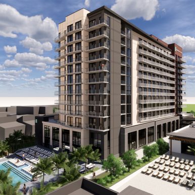 Virginia Beach-based hospitality company Gold Key | PHR plans to open its new Embassy Suites by Hilton hotel, featuring 157 luxury suites, in early 2023. Embassy Suites by Hilton rendering courtesy Gold Key | PHR