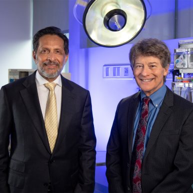 Dr. Arun Sanyal (L) will be director of the Stravitz-Sanyal Institute for Liver Disease and Metabolic Health. He has known Dr. Todd Stravitz (R) for more than 30 years. Photo courtesy Allen Jones/VCU Marketing