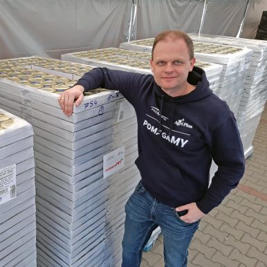 Lukasz Dominiak of Smithfield Foods' Polish division has been coordinating food donations to Ukrainian refugees in Warsaw. Photo courtesy Smithfield Foods inc.